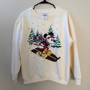 Disney Ivory Sweatshirt with Mickey Design, Sz L